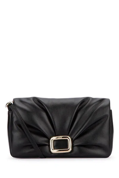 Roger Vivier Quilted Leather Choc Shoulder Bag In Black