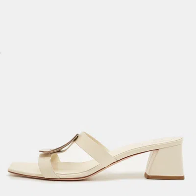 Roger Vivier Cream Leather Bikiviv Sandals In White