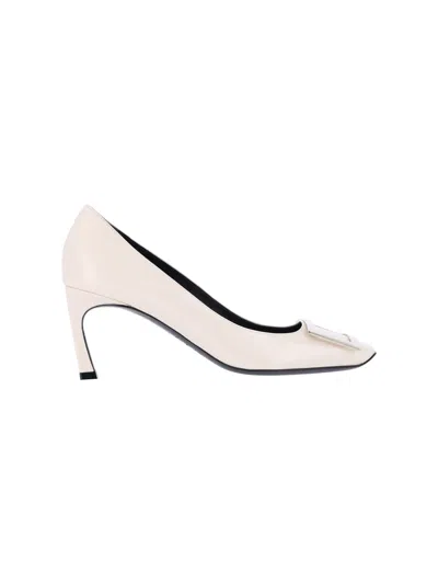 Roger Vivier Cream Trompette Calf Leather Pumps In Neutral