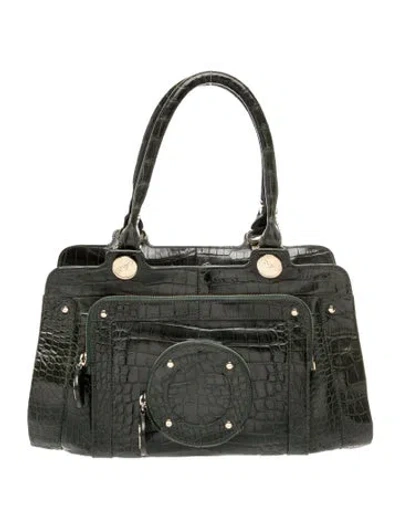 Pre-owned Roger Vivier Crocodile Top Handle Bag In Green