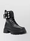 Roger Vivier Leather Lace-up Booties With Jeweled Buckle