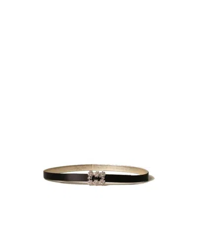 Roger Vivier Crystal Buckle Belt In Nude