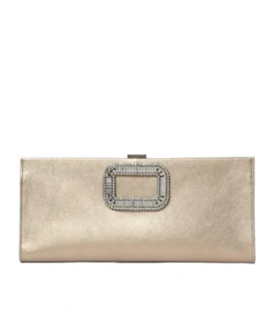 Roger Vivier Crystal Buckle Clutch In Gray