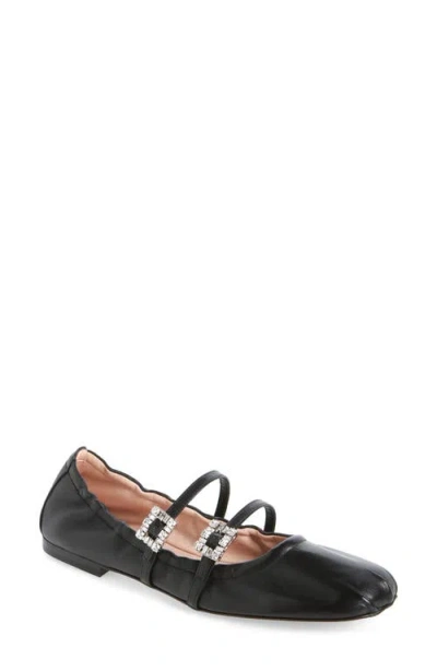 Roger Vivier Leather Strap Ballet Flats In Black