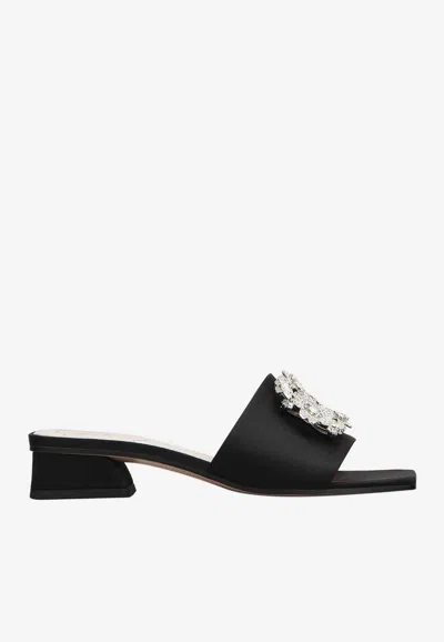 Roger Vivier Mules Aus Satin Mit Kristallverzierung In Schwarz