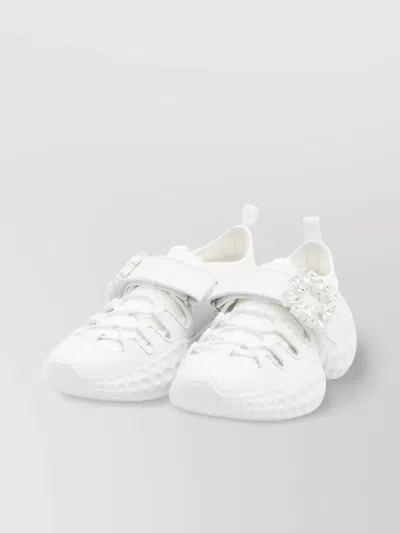 Roger Vivier Crystal Buckle Leather Sneakers