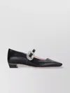 Roger Vivier Crystal Buckle Pointed Toe Strap Shoes In Black