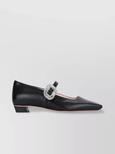 ROGER VIVIER CRYSTAL BUCKLE POINTED TOE STRAP SHOES