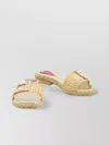 Roger Vivier Crystal Buckle Raffia Slides