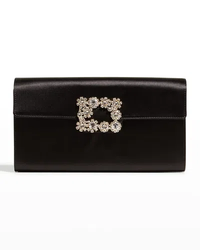 ROGER VIVIER CRYSTAL BUCKLE SATIN CLUTCH BAG
