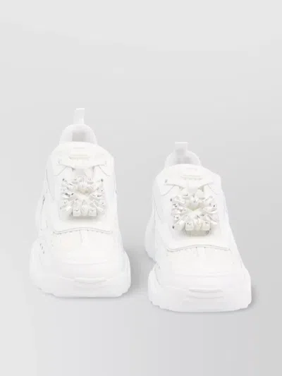 Roger Vivier Crystal Buckle Sneakers With Leather