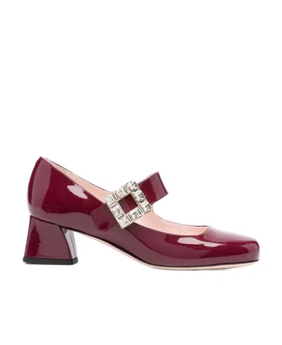 Roger Vivier Tres Vivier Strass Patent Leather Pumps In Red
