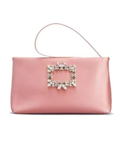 Roger Vivier Crystal Clasp Shoulder Bag In Pink