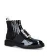 Roger Vivier Black Viv Rangers Patent Leather Boots In Black