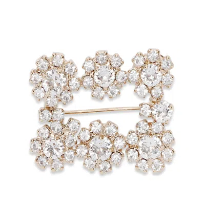 Roger Vivier Crystal-embellished Flower Brooch In Gold