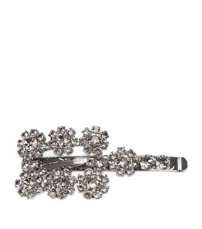 Roger Vivier Crystal-embellished Flower Hair Clip In Silver