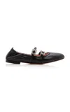 Roger Vivier Leather Strap Ballet Flats In Black