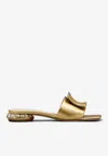 Roger Vivier Crystal Embellished Mules In Metallic Nappa  Leather In Gold