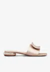 Roger Vivier Crystal Embellished Mules In Satin In Pink