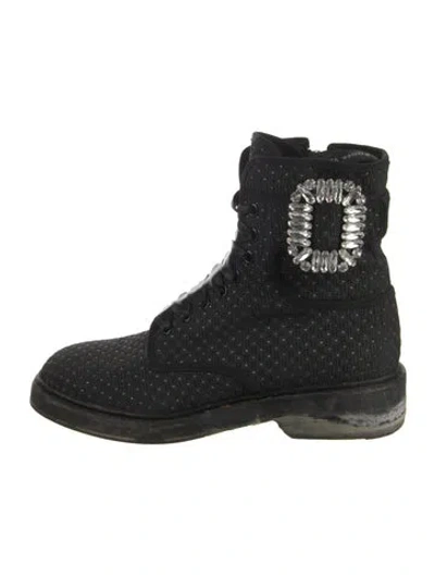 Pre-owned Roger Vivier Crystal Embellishments Boots In Black