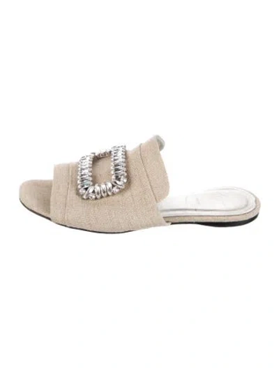 Pre-owned Roger Vivier Crystal Embellishments Mules In Neutrals