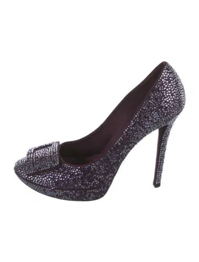 Pre-owned Roger Vivier Crystal Embellishments Pumps In Purple