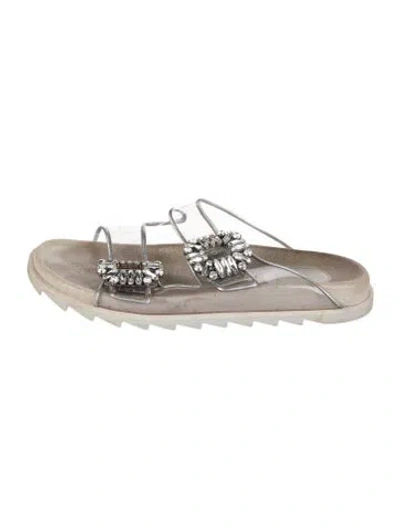 Pre-owned Roger Vivier Crystal Embellishments Slides