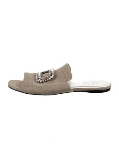 Pre-owned Roger Vivier Crystal Embellishments Slides In Neutrals