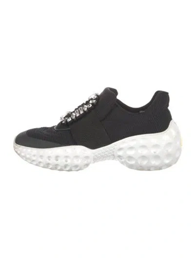 Pre-owned Roger Vivier Crystal Embellishments Sneakers In Black
