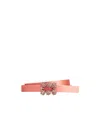 Roger Vivier Crystal Flower Buckle Belt In Pink