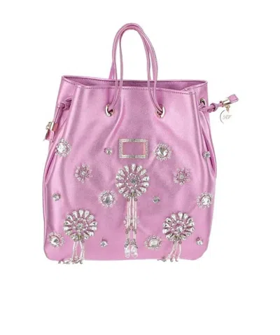 Roger Vivier Crystal Inlaid Handbag In Pink
