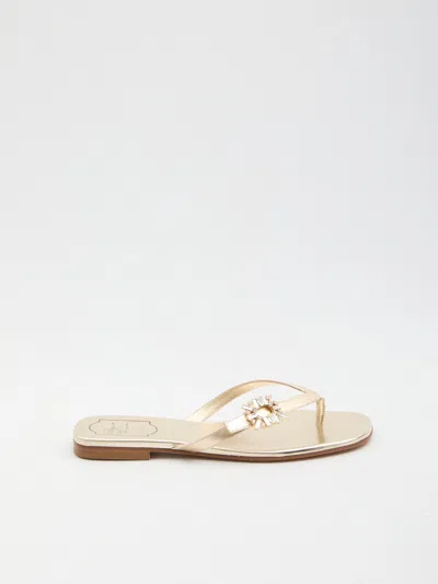 Roger Vivier Crystal Slider Sandals In Pink