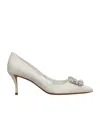 Roger Vivier Crystal Square Button High Heels In White