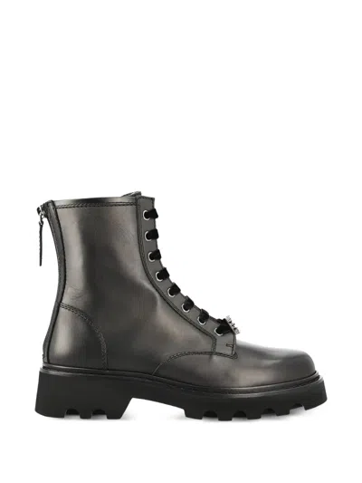 Roger Vivier Crystal-buckle Zip-detail Boots In Black