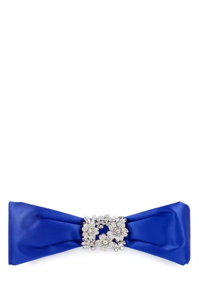Roger Vivier Crystal-embellished Bow Hair Band In Blue