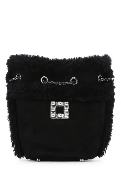 Roger Vivier Crystal-embellished Quilted Backpack In Black