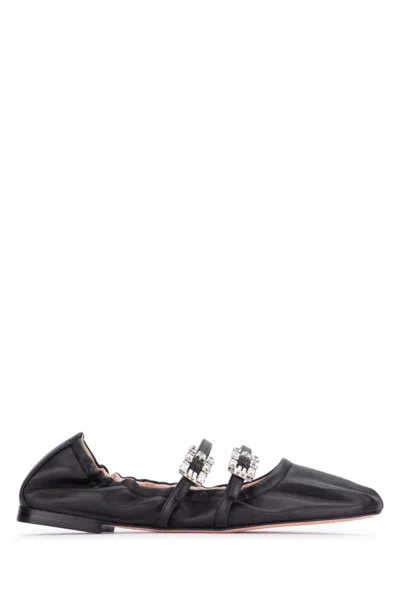 ROGER VIVIER ROGER VIVIER MINI STRAP STRASS LEATHER BALLET FLATS