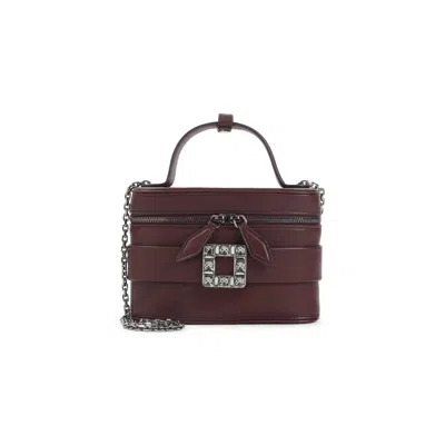 ROGER VIVIER DARK BORDEAUX NAPPA LEATHER VANITY MICRO BAG
