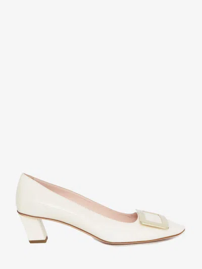 Roger Vivier Trompette 45 Pumps In Patent Leather In White