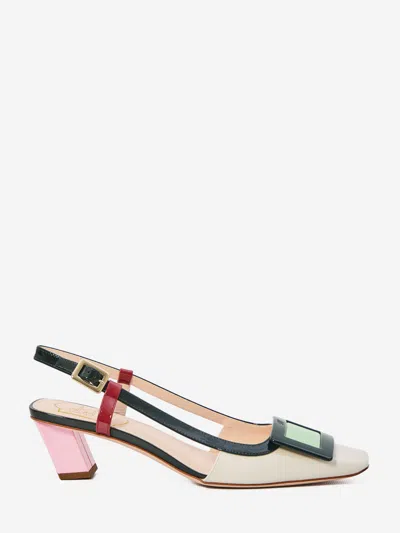 Roger Vivier 45mm Belle Vivier Patent Leather Lacquered Buckle Slingback Pumps In Multi