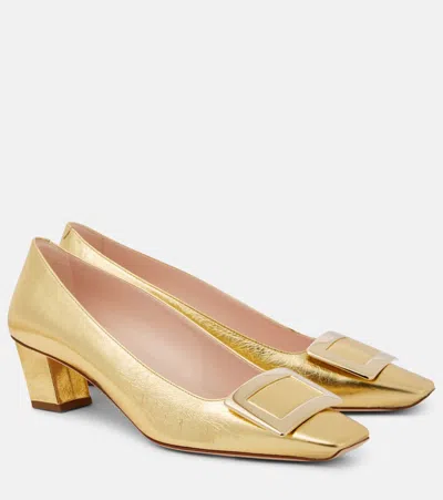 Roger Vivier Belle Vivier 45 Leather Pumps In Yellow