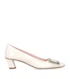 Roger Vivier Women's Calfskin D'orsay With Wide Heel Belle Vivier T. 45 Pumps In Ivory