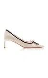 Roger Vivier Decollette Leather-trimmed Pumps In White/black
