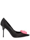 Roger Vivier Satin Pumps With Rose In Black