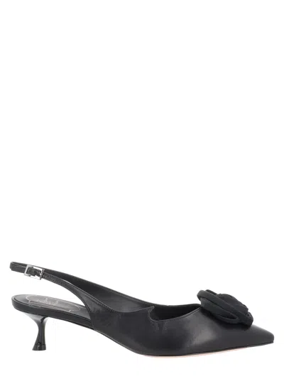 Roger Vivier I Love Vivier Roses 45 Twill-trimmed Leather Slingback Pumps In Black