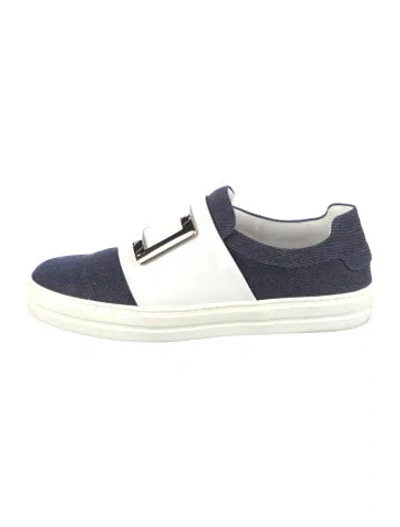Pre-owned Roger Vivier Denim Colorblock Pattern Sneakers In Blue