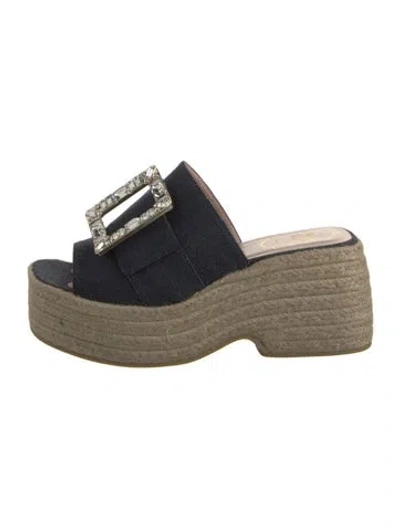 Pre-owned Roger Vivier Denim Crystal Embellishments Espadrilles In Blue