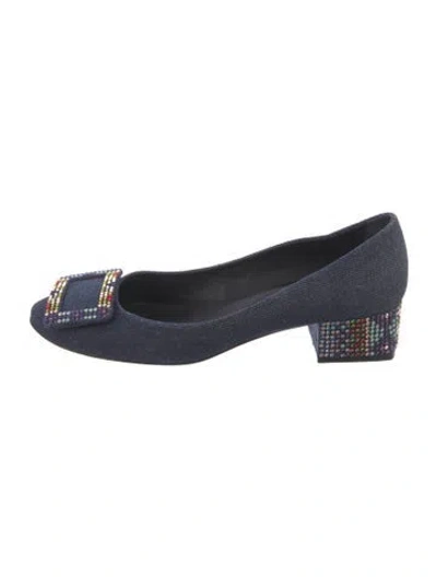 Pre-owned Roger Vivier Denim Crystal Embellishments Pumps In Blue