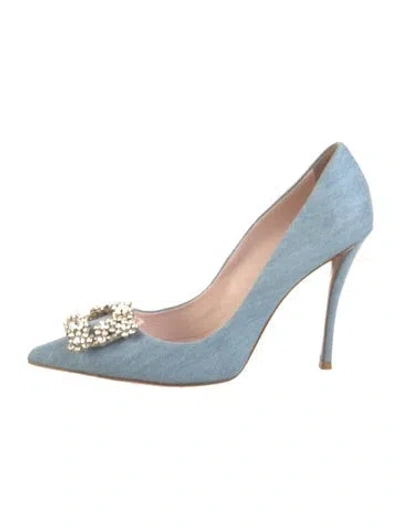 Pre-owned Roger Vivier Denim Crystal Embellishments Pumps In Blue