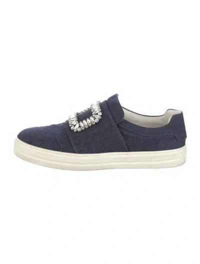 Pre-owned Roger Vivier Denim Crystal Embellishments Sneakers In Blue
